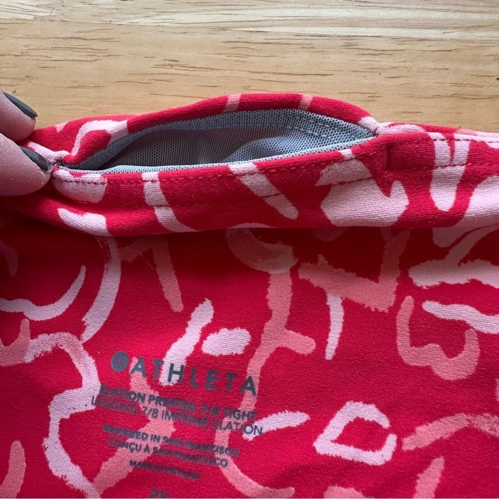 Athleta Leggings Red Pink Plus Size 2X Elation Printed Abstract Floral